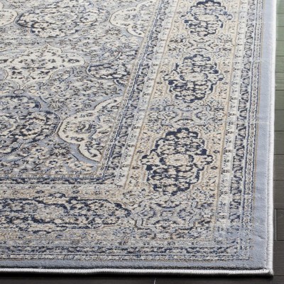Handmade Light Blue and Ivory Round Viscose Area Rug