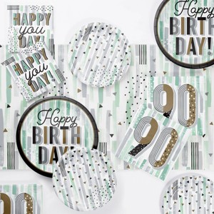 Creative Converting Minted Milestone Chocolate Chip Mint 90th Birthday Tableware Set 8ct - 1 of 4