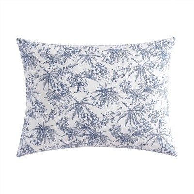 Pen and Ink Blue Floral Cotton Queen Duvet Cover Set