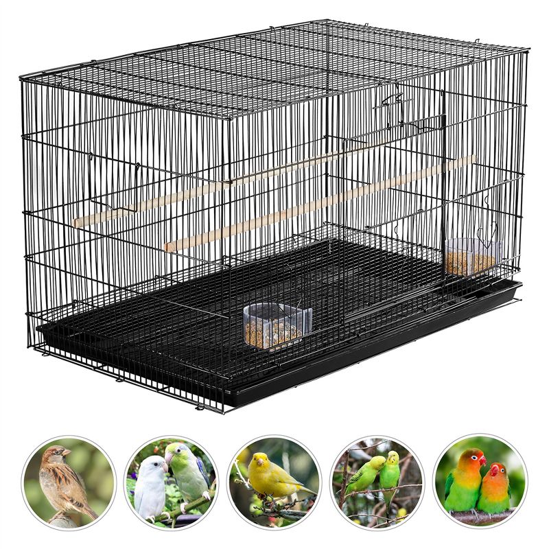 Yaheetech 30" Bird Cage Flight Cage with Slide-Out Tray and Wood Perches, 4 of 7