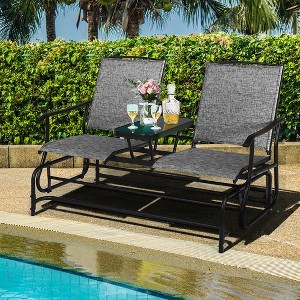 Costway 2 Person Outdoor Patio Double Glider Chair Loveseat Rocking Turquoise/Gray/Brown/Black/Navy/Wine - 1 of 4