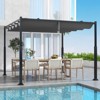Costway 10' x 10' Outdoor Pergola with Retractable Canopy Heavy-Duty Metal Columns - 3 of 4