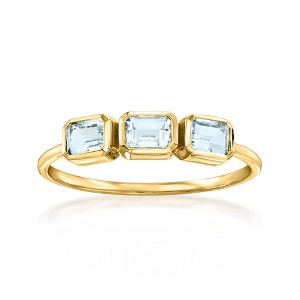 Pure Collection by Ross-Simons 0.70 ct. t.w. Aquamarine 3-Stone Ring in 14kt Yellow Gold - 1 of 4