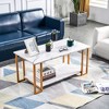 Dexmalle Marble MDF Rectangle Tabletop Iron Coffee Table - 3 of 4