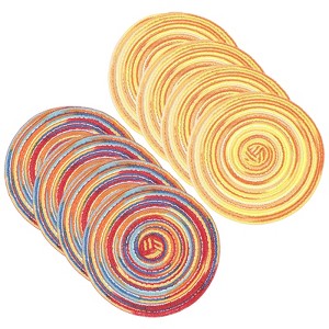 Unique Bargains Woven Braided Washable Decorative Round Placemat 8 Pcs - 1 of 4