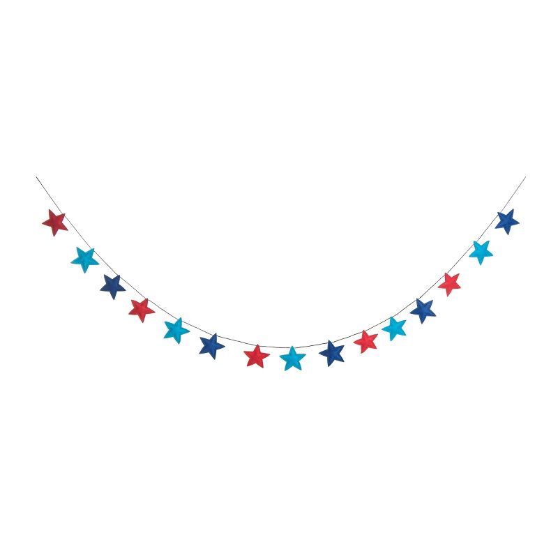 C&F Home 60" Patriotic Blue and Red 4th of July Star Garland Patriotic Hanging Banner Décor, 1 of 6