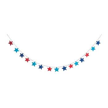 C&F Home 60" Patriotic Blue and Red July Fourth Star Garland