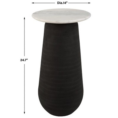 Round Black and White Marble Accent Table