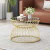 27.5" Metal and Glass Round Coffee Table with Easy Assembly and Sturdy Frame for Living Room, Apartment, or Office - 2 of 4