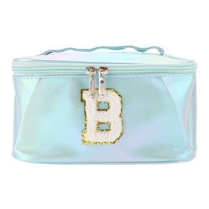 Unique Bargains Women's Square Letter B Makeup Bag Blue 1 Pc - 1 of 3