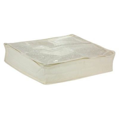 Natural Canvas Sweater Storage Bags with Clear PEVA Top, Set of 2