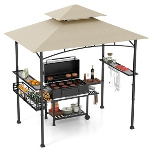 Tangkula 8 x 5 FT BBQ Grill Gazebo w/ 2 Side Shelves Storage Basket Hanging Hooks Outdoor - 1 of 4