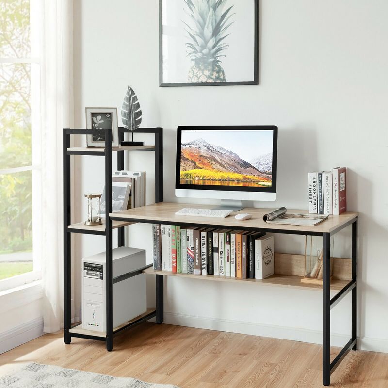 Costway Multi-Functional Computer Desk with 4-tier Storage shelves, 3 of 14