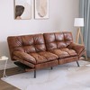 Dyonery 71 in Convertible Faux Leather Sofa Couch,Memory Foam Futon Couch Bed,Small Splitback Modern Loveseat Sleeper Sofa Bed for Living Room - 2 of 4