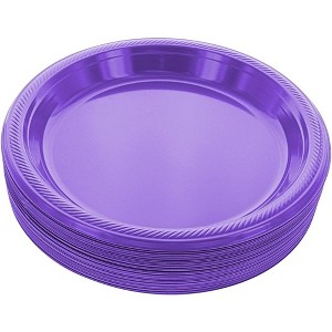 Disposable Plastic Plates, 10.4 Inches Plastic Dinner Plates, Strong and Sturdy Plates for Party, Holiday, Picnic, or Travel Party Plates, Pack of 50 - 1 of 4