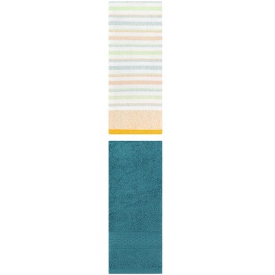 REGALWOVEN Striped Pattern Cotton Bathroom Hand Towel for Face Hair 13" x 30"/13" x 27" 2 Packs