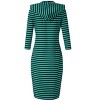 Women's Casual Long Sweatshirts 3/4 Sleeve Hooded Bodycon Dress with Kangaroo Pocket - 3 of 4