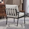 CAVINAS Modern Minimalist Armchair for Living Room,Upholstered Lounge Chair with Metal Frame&Wooden Armrest,Comfy Leisure Chair，Set of 1 - 2 of 4