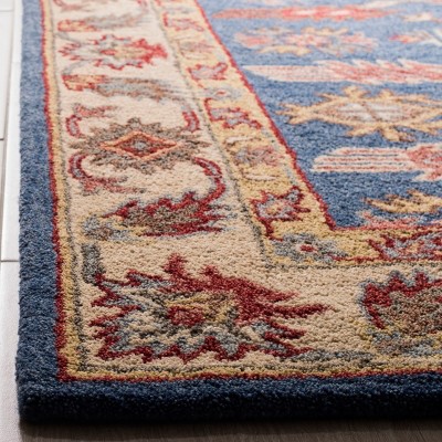 Handmade Blue and Red Wool Tufted 6' x 9' Area Rug
