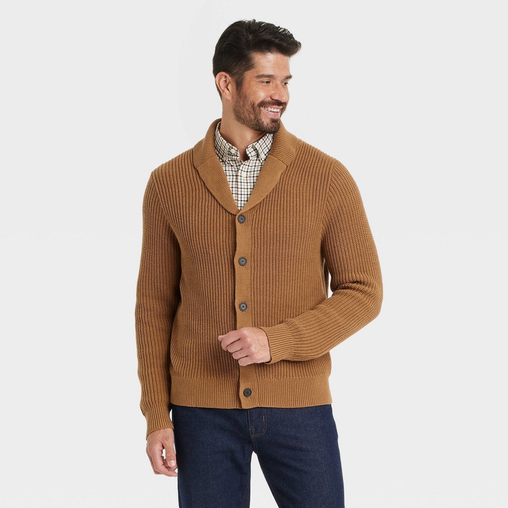 Men's Shawl Collared Cardigan - Goodfellow & Co Brown L