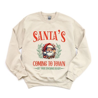 Simply Sage Market Women's Graphic Sweatshirt Santa's Comin To Town Vintage