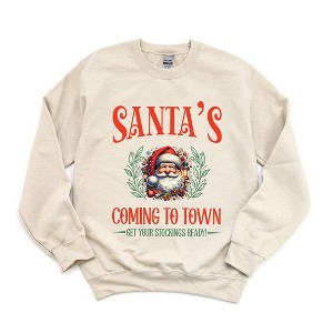 Simply Sage Market Women's Graphic Sweatshirt Santa's Comin To Town Vintage - 1 of 4