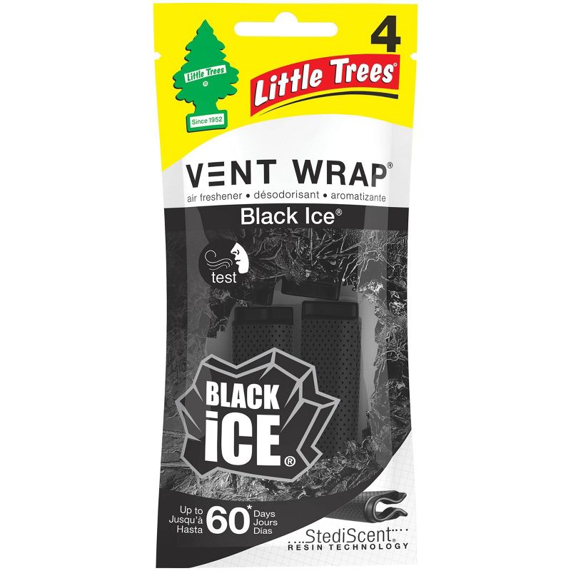 Little Trees 4pk Vent Wrap Black Ice Air Fresheners, 1 of 7