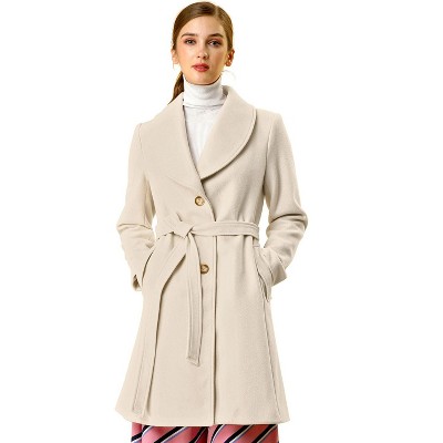 INSPIRE CHIC Women's Casual Shawl Collar Single Breasted Belted Overcoat