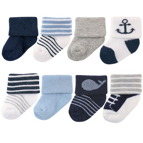 Luvable Friends Baby Boy Newborn and Baby Terry Socks, Whale, 0-6 Months