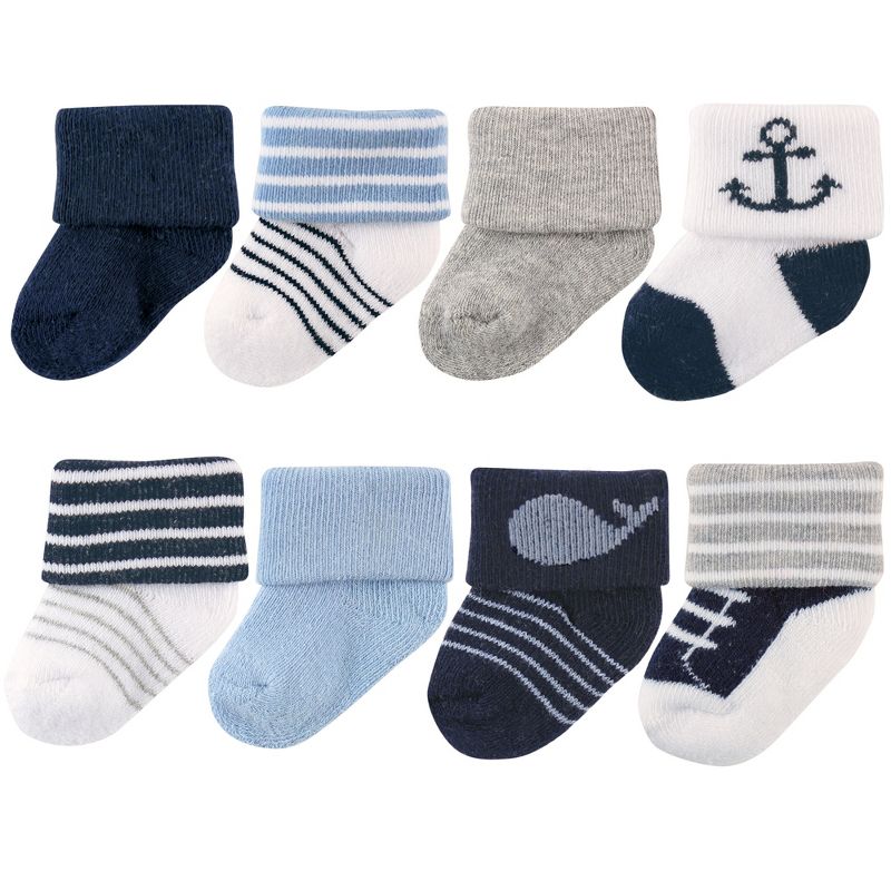 Luvable Friends Baby Boy Newborn and Baby Terry Socks, Whale, 1 of 3