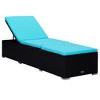 vidaXL Poly Rattan Patio Sun Loungers and Tea Table Set - Weather-Resistant Outdoor Chaise Lounges with Blue Cushions and Adjustable Backrests - 4 of 4