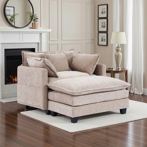 Busaurus Oversized Chenille Indoor Chaise Lounge Chair with Ottoman - 1 of 4