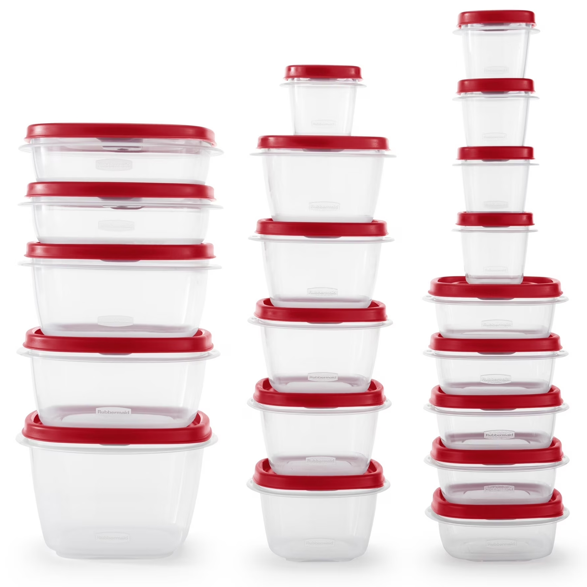 Rubbermaid Clear Food Storage and Organization Set with Lids, 42 Piece Set, Red