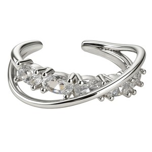 Silver Copper Crystal - Embellished Modern Women's Stackable Ring - 1 of 4