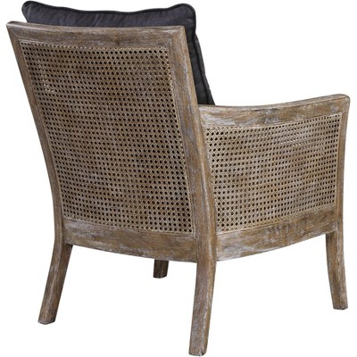 Sandstone Frame with Lush Dark Gray Fabric Coastal Accent Chair