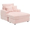 APRILSOUL Spring Upholstered Armchair and Ottoman Set, Comfortable Single Sofa with Cup Holder and Corduroy Fabric - 4 of 4