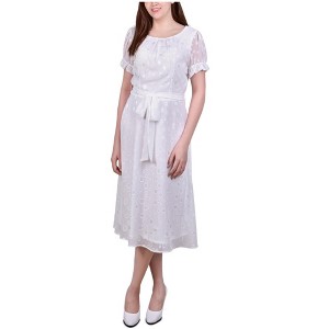 NY Collection Womens Swiss Dot Pin Tuck Midi Dress - 1 of 1