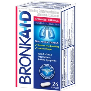 Bronkaid Max Ephedrine Sulfate 25mg Caplets, 24 Count - 1 of 3
