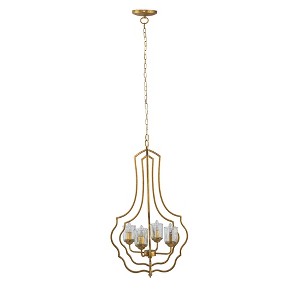 VYNXARIA 4 - Light Antique Gold Open - Frame Metal Ceiling Lights, Sculptural Hanging Chandelier with Adjustable Chain - 1 of 4