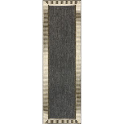 nuLOOM Asha Striped Border Stain Resistant High Traffic Outdoor Area Rug