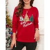 Christmas Sweatshirt for Women Long Sleeve Crewneck Xmas Plaid Tree Graphic Funny Holiday Blouse Tops - 3 of 4