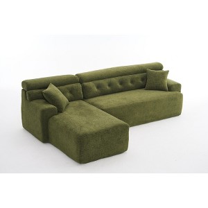 Tiramisubest 98" Sectional Sofas Convertible Chaise Chenille Chesterfield Inspired High Density Compression Cozy Lounger for Living Room - 1 of 4