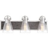 Minka Lavery Industrial Wall Light Brushed Nickel Hardwired 24" 3-Light Fixture Clear Seeded Glass Shade for Bathroom Living Room - 3 of 3