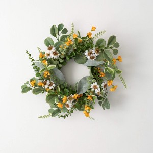 Sullivans Artificial 18" Daisy Marigold Blooms Ring - 1 of 4