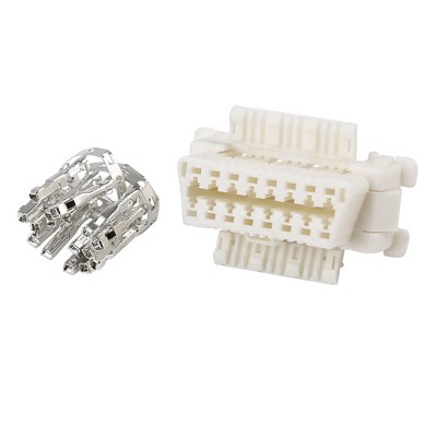 Unique Bargains OBD2 Diagnostic Connector Female Socket w/16 Terminal for Toyota Kia Nissan White