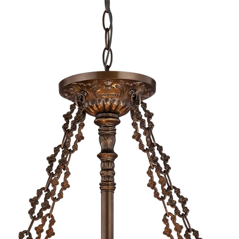 Robert Louis Tiffany Bronze Pendant Chandelier 24" Wide Tiffany Style Ornamental Stained Glass Bowl Fixture Dining Room Kitchen, 5 of 9