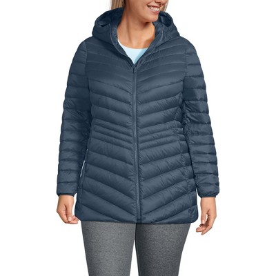 Lands' End Women's Outerwear Wanderweight Ultralight Packable Hooded Long Down Jacket
