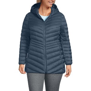 Lands' End Women's Outerwear Wanderweight Ultralight Packable Hooded Long Down Jacket - 1 of 4
