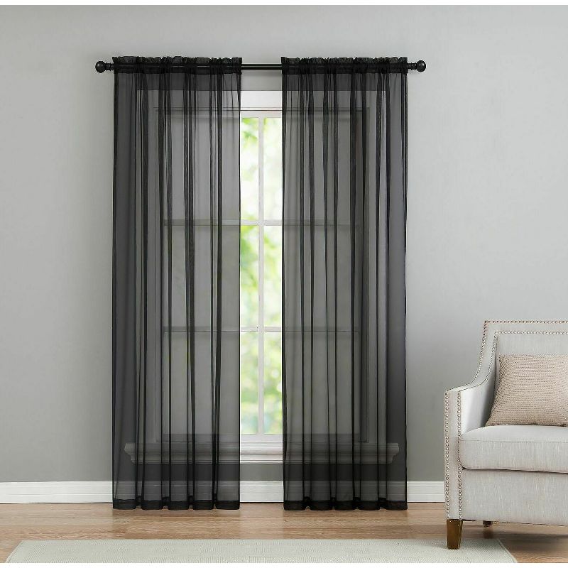 Kate Aurora Living Premium 2 Pack Sheer Voile Window Curtain Panels, 1 of 2