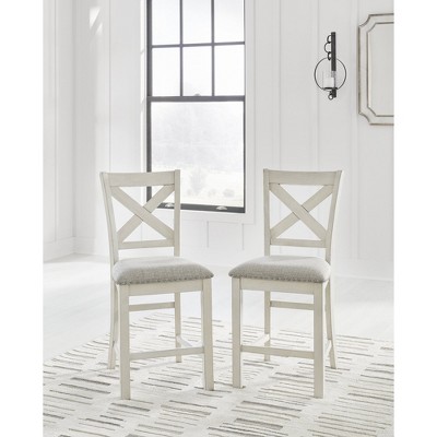 Signature Design by Ashley Robbinsdale Counter Height Barstool, Set of 2, Antique White